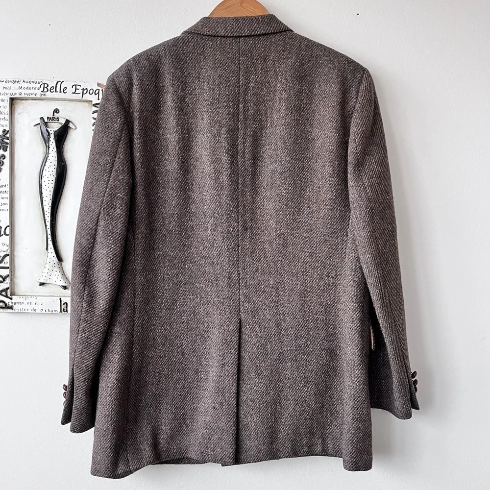 Vintage Men’s Bill Blass Tweed Wool Brown Single Breasted Blazer Size 42